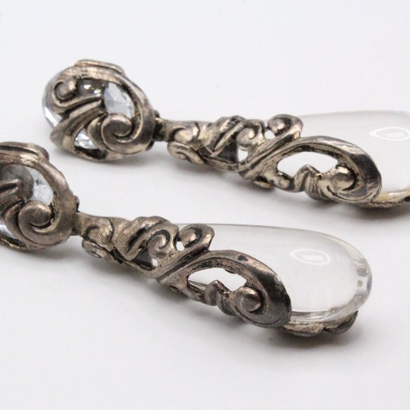 Isabel Canovas French Paris Couture Clear Lucite Resin Large Massive Long Dangle - Picture 2 of 9